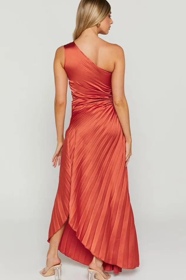 Kitsune Midi Dress 8211 One Shoulder Cut Out Dress In Copper Women Showpo Dresses