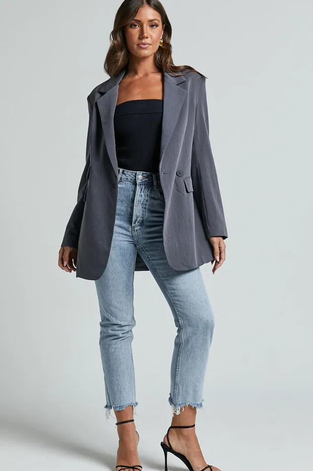 Kitty Blazer 8211 Oversized Blazer In Charcoal Women Showpo Blazers