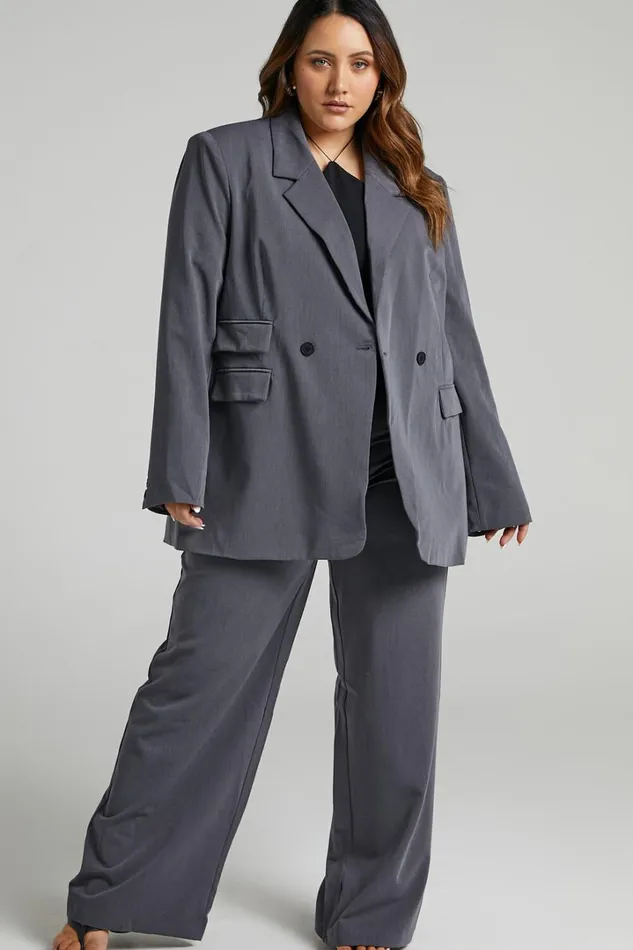 Kitty Blazer 8211 Oversized Blazer In Charcoal Women Showpo Blazers