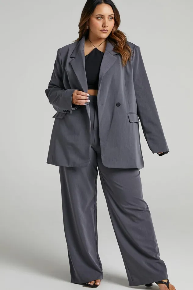 Kitty Blazer 8211 Oversized Blazer In Charcoal Women Showpo Blazers