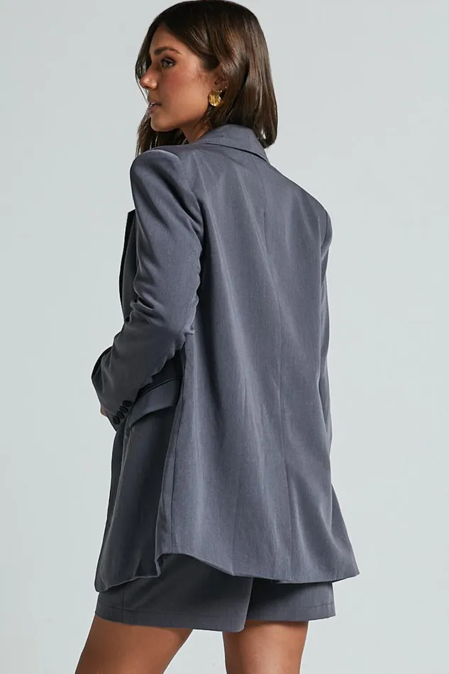 Kitty Blazer 8211 Oversized Blazer In Charcoal Women Showpo Blazers