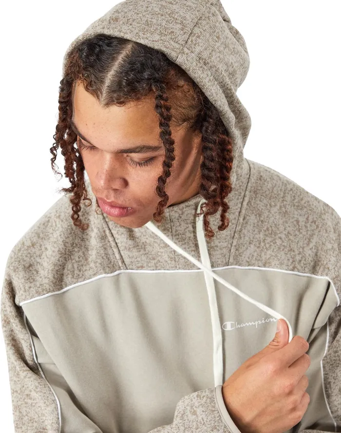 Knit Sweater Fleece Hoodie Script Logo Arctic Cold Beigearctic Cold Beige Heather Men Champion Hoodies and Sweatshirts