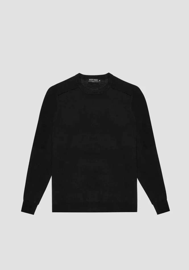 Knitwear Men Antony Morato Regular Fit Black Sweater In Wool Blend Black