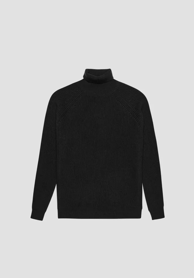 Knitwear Men Antony Morato Regular Fit Black Turtleneck Sweater In Wool Blend Black