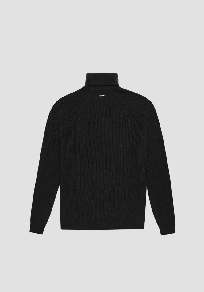 Knitwear Men Antony Morato Regular Fit Black Turtleneck Sweater In Wool Blend Black