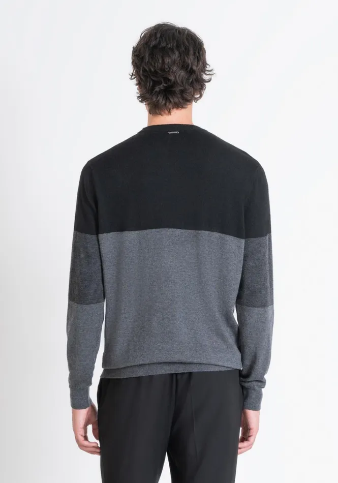 Knitwear Men Antony Morato Regular Fit Sweater In Merino Wool Blend With Abstract Pattern Black