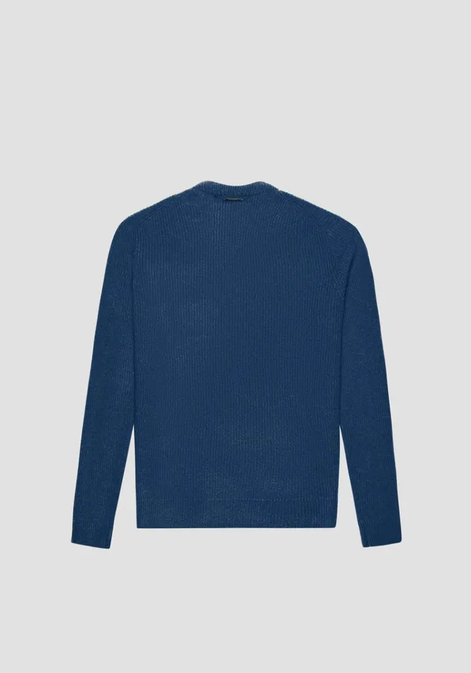 Knitwear Men Antony Morato Regular Fit Sweater In Wool Mohair Blend Yarn Rib Knitstitch Worker Avio