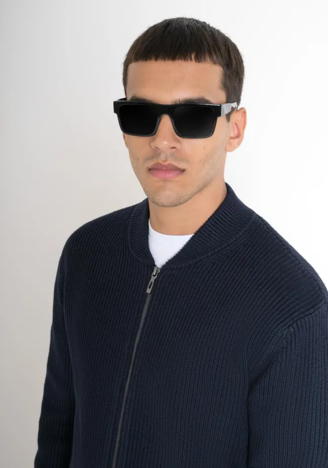 Knitwear Men Antony Morato Regular Fit Sweater With Zip In Blue Worked Wool Blend Blue Ink