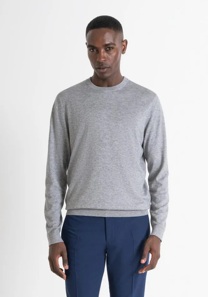 Knitwear Men Antony Morato Regular Fit Wool Blend Jumper Medium Gray Melange