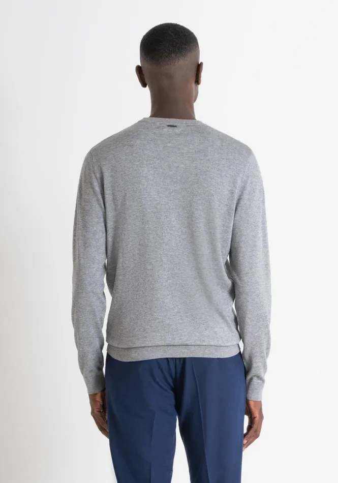 Knitwear Men Antony Morato Regular Fit Wool Blend Jumper Medium Gray Melange