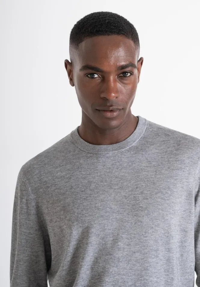Knitwear Men Antony Morato Regular Fit Wool Blend Jumper Medium Gray Melange