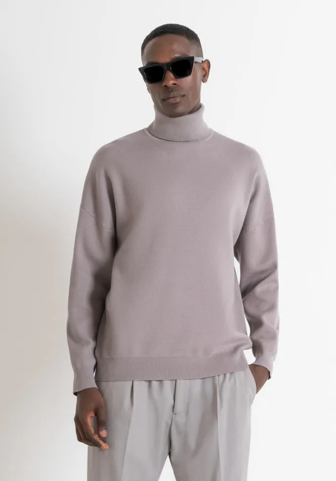 Knitwear Men Antony Morato Relaxed Fit Sweater In Viscose And Nylon Blend Clay