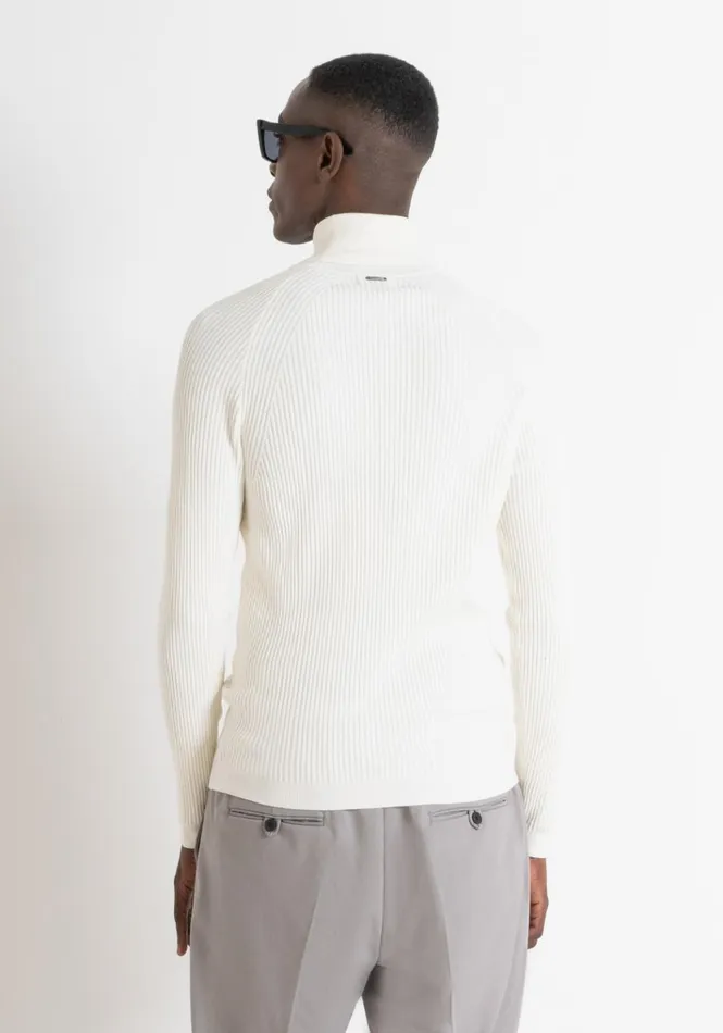 Knitwear Men Antony Morato Slim Fit Sweater In Elastic Viscose Ivory