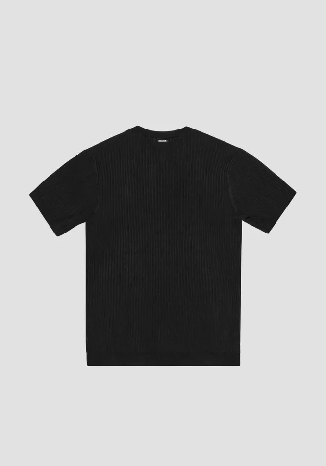 Knitwear Men Antony Morato Super Slim Fit Sweater In Elastic Viscose Black