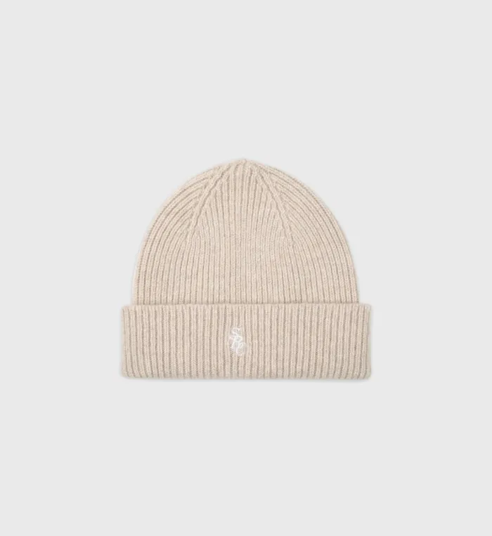 Knitwear Women Sporty and Rich SRC Wool Beanie 8211 BeigeWhite