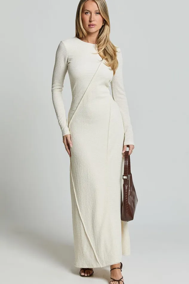 Kylie Maxi Dress 8211 Long Sleeve Low Back Dress In Cream Women Showpo Dresses