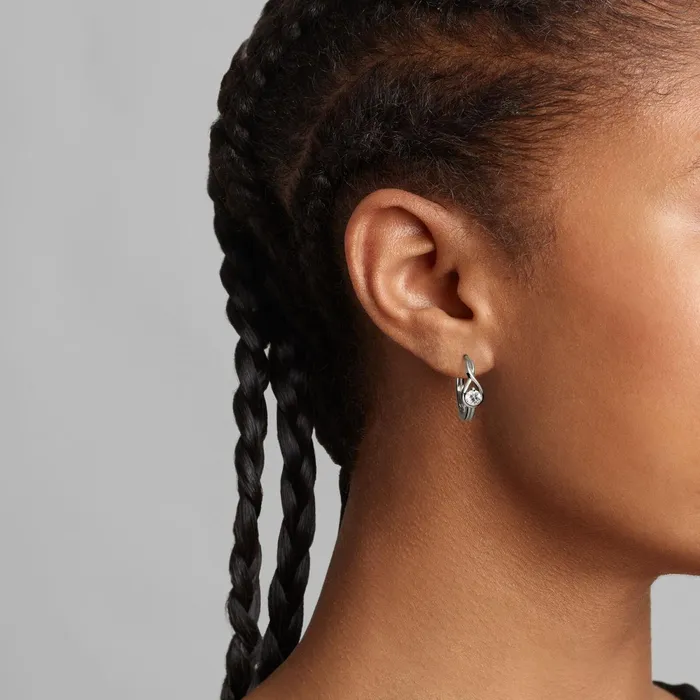 LabGrown Diamond Earrings Women Pandora Online Infinite 14k White Gold Labgrown Diamond Hoop Earrings White Gold