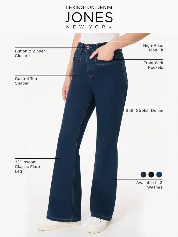 Lexington High Rise Flare Jeans Onyx Wash Women Jones New York Flare and Wide Leg Jeans Lexington High Rise Flare Jeans Onyx Wash Women Jones New York Flare and Wide Leg Jeans