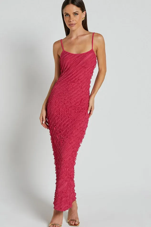 Lilibeth Midi Dress 8211 Strappy Frill Detail Slip Dress In Pink Women Showpo Dresses
