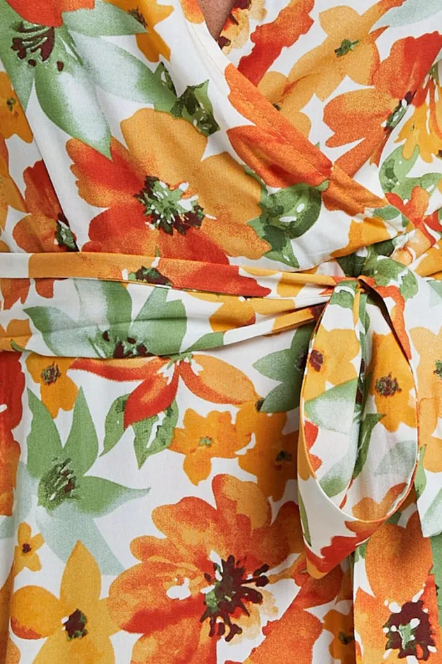 Lilibeth Mini Dress 8211 V Neck Short Flutter Sleeve Ruffle Hem Wrap In Yellow Floral Women Showpo Dresses