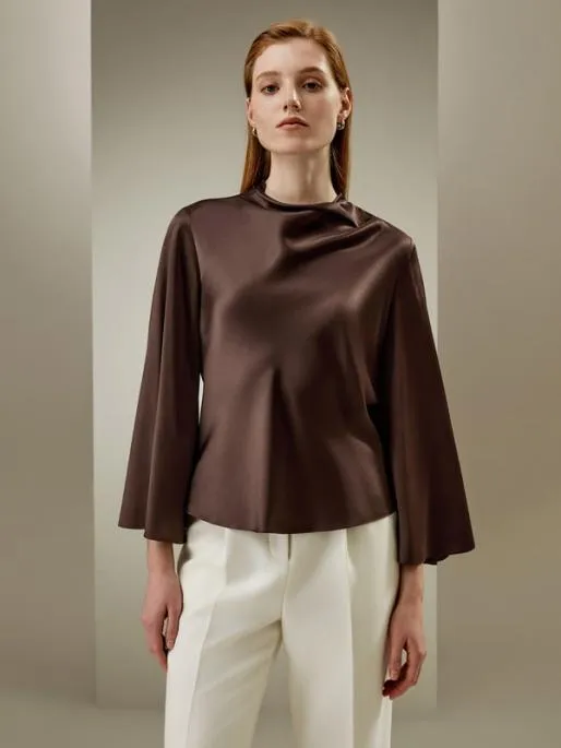 Lilysilk Bell Sleeves Minimalist Silk Top Women Blouses Shirts