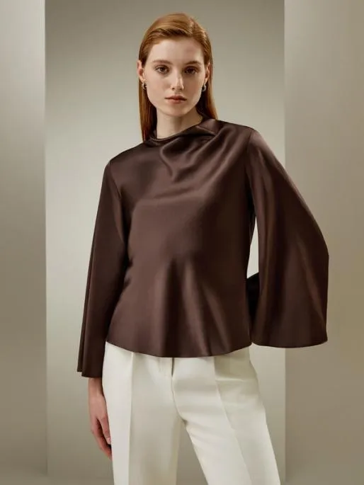 Lilysilk Bell Sleeves Minimalist Silk Top Women Blouses Shirts