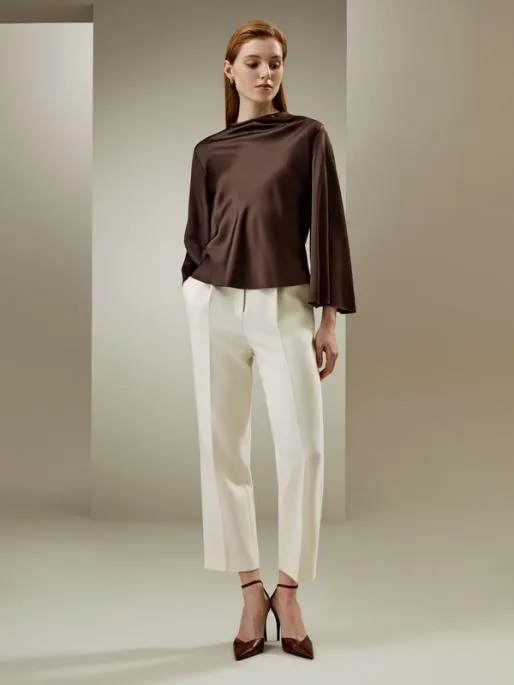Lilysilk Bell Sleeves Minimalist Silk Top Women Blouses Shirts