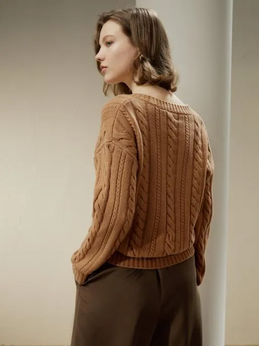 Lilysilk CableKnit WoolCashmere Blend Sweater Women Knitwear