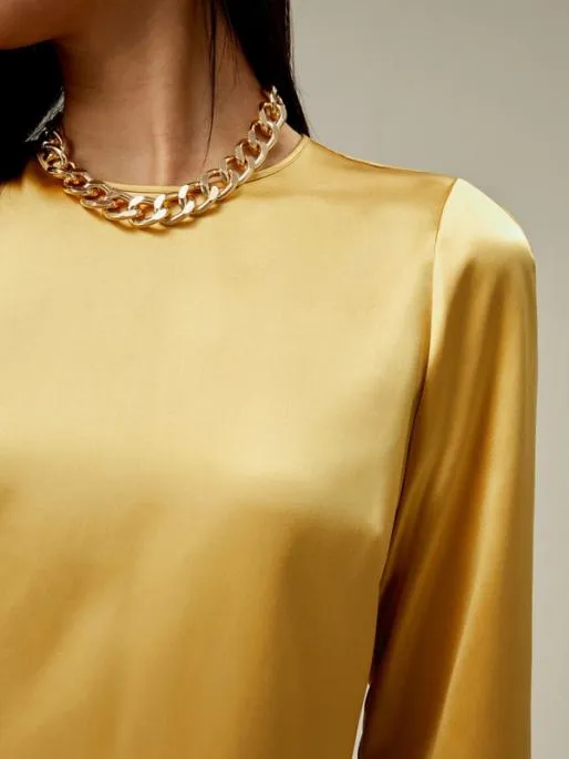 Lilysilk Classic Minimalist Crewneck Long Sleeve Silk Top Women Blouses Shirts