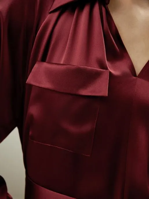 Lilysilk Elegant 100 Silk Charmeuse Jam Red Trench Dress Women Jumpsuits Outerwear