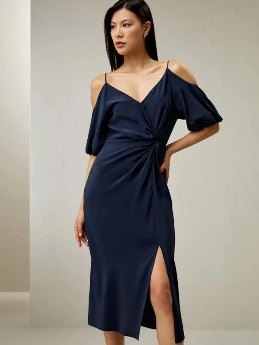 Lilysilk Elegant Silk Crpe De Chine Cold Shoulder Dress Women Jumpsuits Dresses