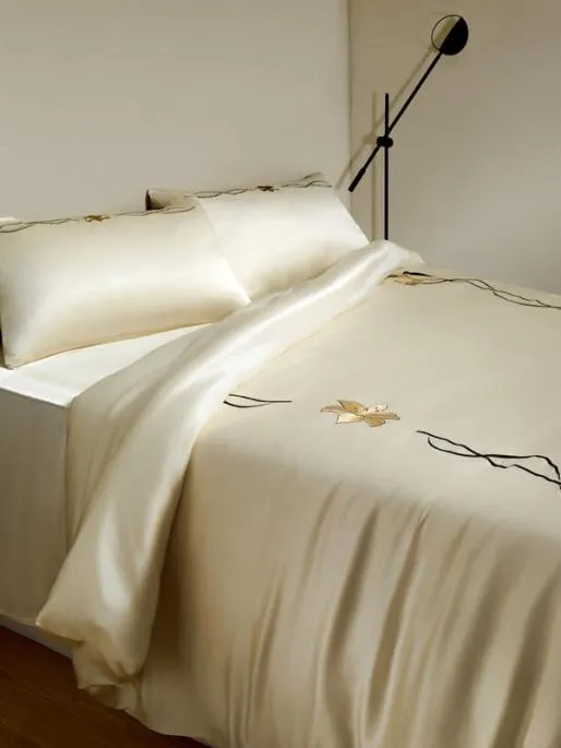 Lilysilk Exquisite Silk Duvet Cover With Lily Embroidery Home Silk Duvet Covers
