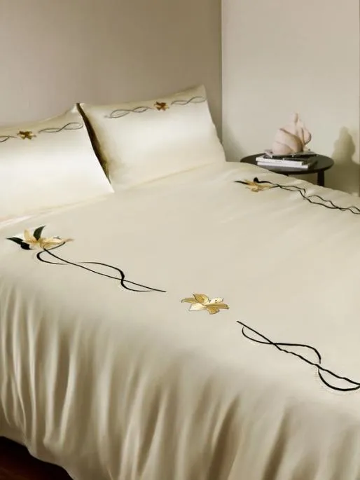 Lilysilk Exquisite Silk Duvet Cover With Lily Embroidery Home Silk Duvet Covers