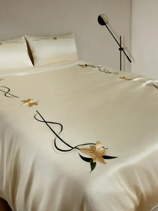 Lilysilk Exquisite Silk Duvet Cover With Lily Embroidery Home Silk Duvet Covers
