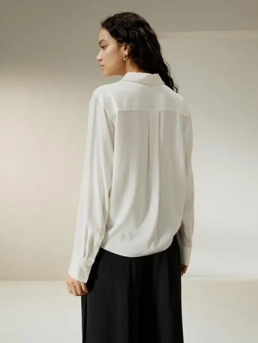 Lilysilk Hem Pleated Silk Blouse Women Blouses Shirts