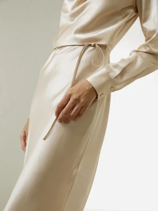 Lilysilk Mock Neck Silk Midi Dress Women Jumpsuits Dresses
