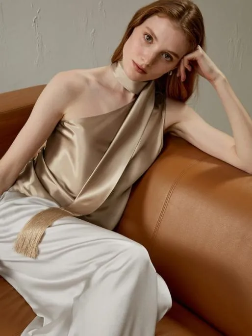 Lilysilk OneShoulder Evening Watershine Silk Top Women Tops
