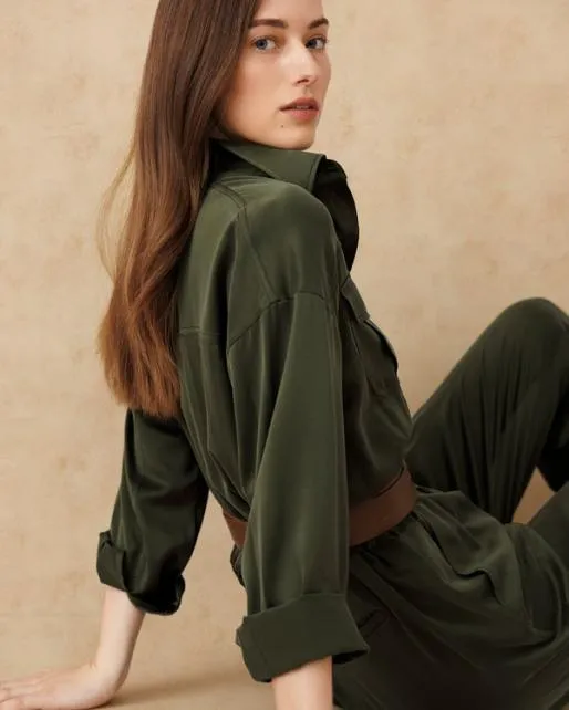 Lilysilk Sandwashed Silk Jumpsuit For Women 8211 Apricot and Green Women Jumpsuits Dresses