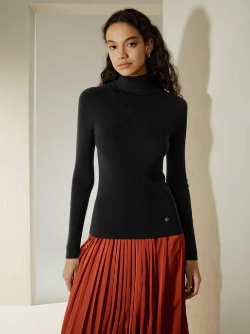 Lilysilk Seamless SilkCashmere Blend Turtleneck Sweater Women Knitwear