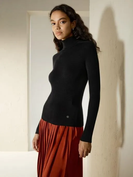 Lilysilk Seamless SilkCashmere Blend Turtleneck Sweater Women Knitwear