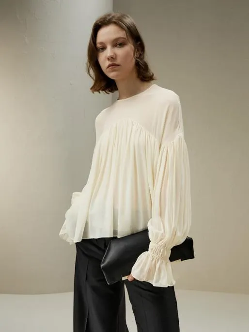 Lilysilk Sheershoulder Ruffle Shirt Women Blouses Shirts