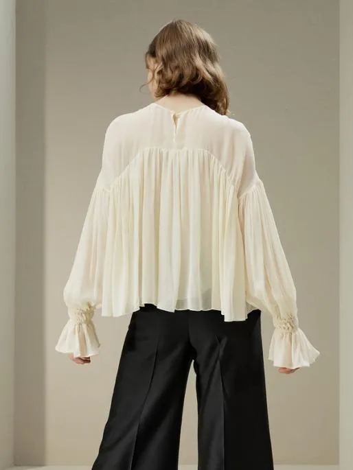 Lilysilk Sheershoulder Ruffle Shirt Women Blouses Shirts
