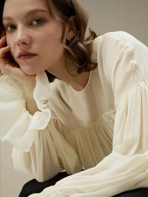 Lilysilk Sheershoulder Ruffle Shirt Women Blouses Shirts
