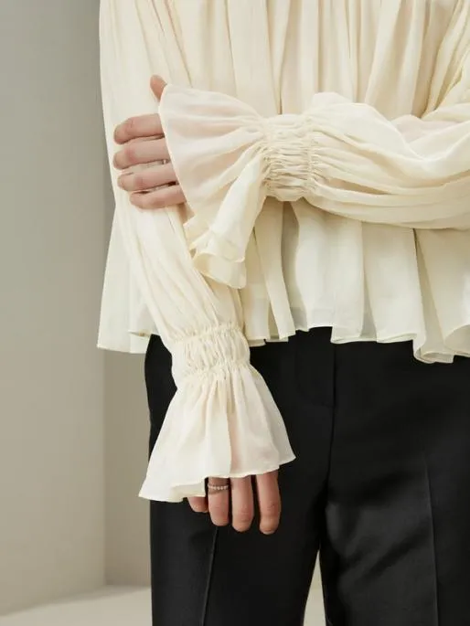 Lilysilk Sheershoulder Ruffle Shirt Women Blouses Shirts