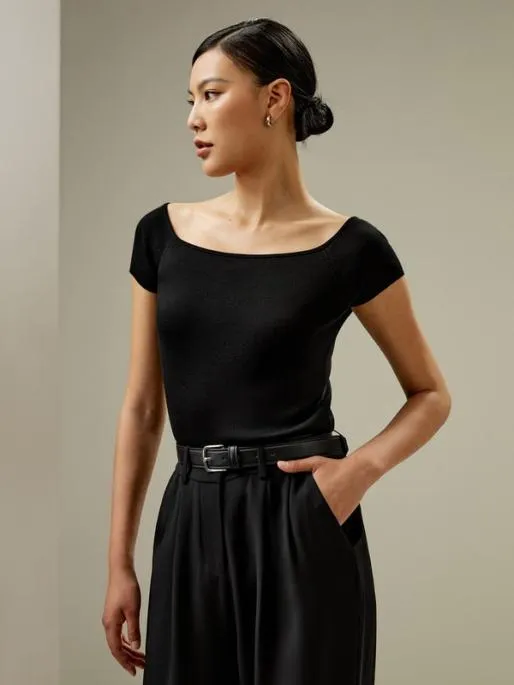Lilysilk Silk Knit OffShoulder Top Women Tops