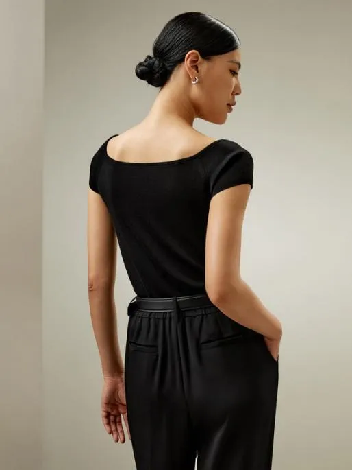 Lilysilk Silk Knit OffShoulder Top Women Tops
