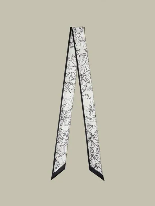 Lilysilk Silk Ribbon Scarf With Black White Floral Print MustHave Pieces Women Wraps Scarves