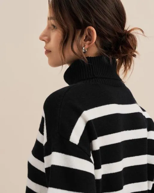 Lilysilk Tarra Stripe Sweater 8211 Stylish Womenx27s Striped Wool Turtleneck Sweater Women Knitwear