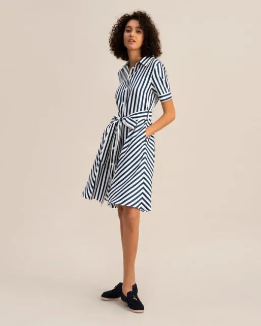 Lilysilk The Amalfi Stripe Silk Shirtdress With Belt Women Jumpsuits Dresses