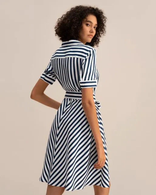Lilysilk The Amalfi Stripe Silk Shirtdress With Belt Women Jumpsuits Dresses
